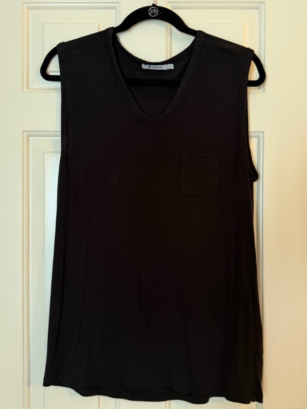 Alexander Wang Black V-Neck Sleeveless Tank with Chest Pocket
